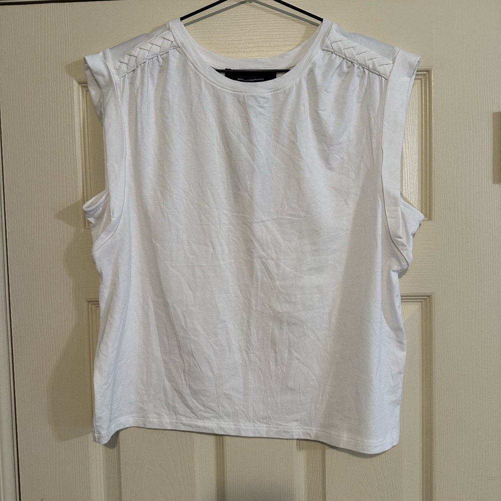 White House Black Market White Sleeveless Braided-Shoulder Tank Top